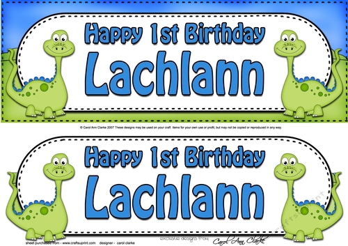 Large DL 1st Birthday LACHLANN Dinosaurs 3D decoupage