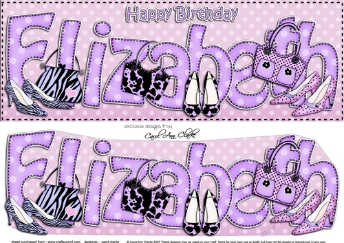 Large DL Birthday ELIZABETH Shoes & Handbags 3D decoupage