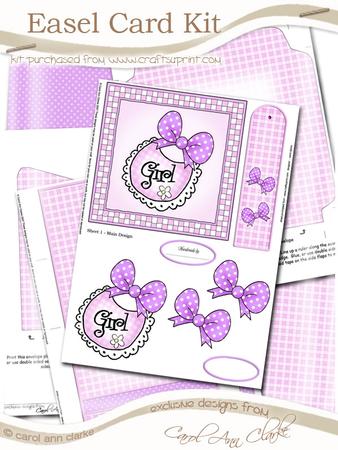 New Baby Girl Easel Card Kit with 3D Decoupage