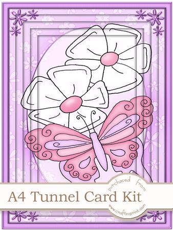 A4 Fluttery Butterfly in Pink Tunnel Card Kit