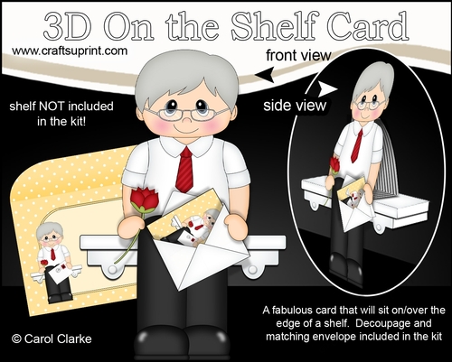 3D On the Shelf Card Kit - Old Man Douglass has a Mini Card, Rose & Envelope