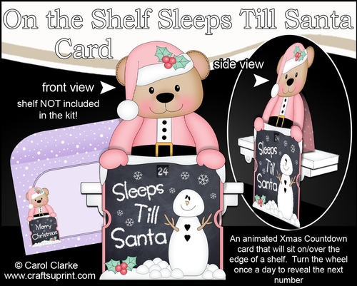 On the Shelf Sleeps Till Santa Card Kit - Livvy Bear