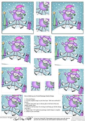 Cute Xmas Poodle Twisted Pyramage Sheet