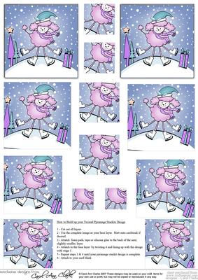 Cute Xmas Poodle Twisted Pyramage Sheet