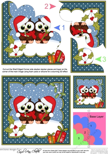 Christmas Little Hoot Owls are in Love Shell Edged Stacker