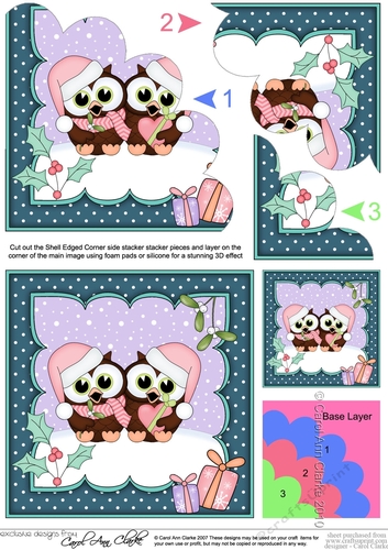 Christmas Little Hoot Owls are in Love Shell Edged Stacker
