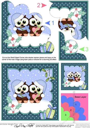 Christmas Little Hoot Owls are in Love Shell Edged Stacker