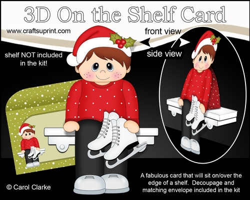 3D On the Shelf Card Kit - Christmas Jumper Boy goes Skating