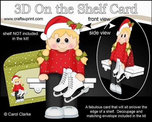 3D On the Shelf Card Kit - Christmas Jumper Girl goes Skating