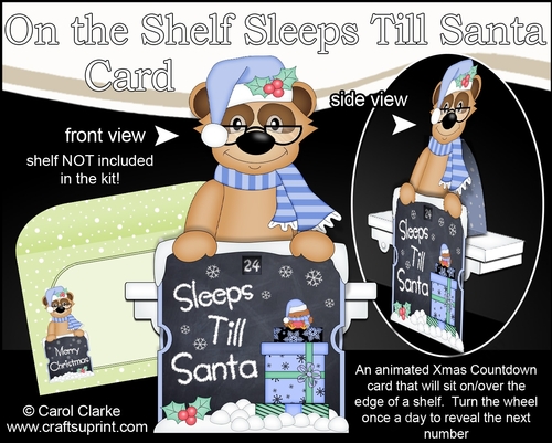 On the Shelf Sleeps Till Santa Card Kit - Little Meerkat Frank