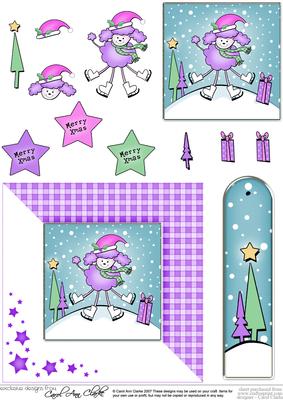 Cute Xmas Poodle Quick Card with 3D Decoupage
