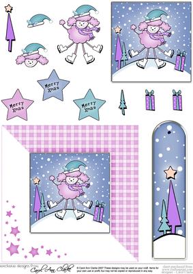 Cute Xmas Poodle Quick Card with 3D Decoupage