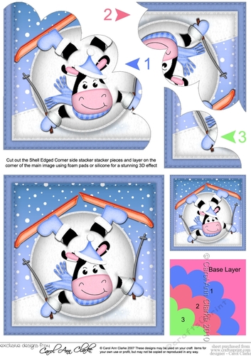 Christmas Oops Milly Moo Cow meets a Snowball Shell Edged Stacker