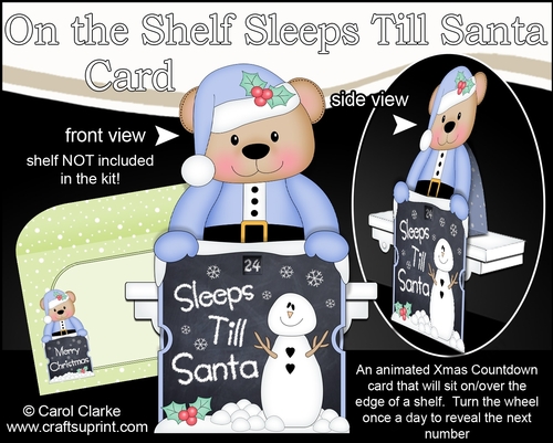 On the Shelf Sleeps Till Santa Card Kit - Cute Little Austin Bear