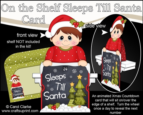 On the Shelf Sleeps Till Santa Card Kit - Cute Little Christmas Boy