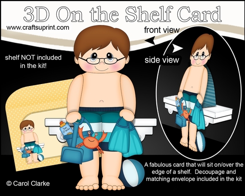 3D On the Shelf Card Kit - Little Teen Jarvis is spending the Day on the Beach