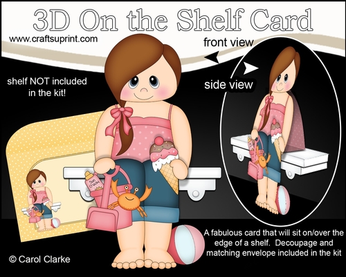 3D On the Shelf Card Kit - Little Teen Martie is spending the Day on the Beach
