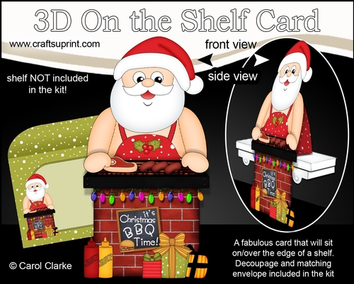 3D On the Shelf Card Kit - Christmas Santa has a Festive Barbeque