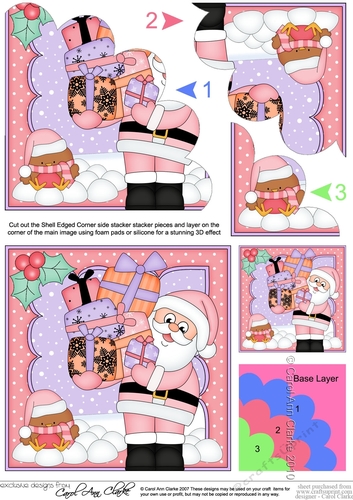 Christmas Santa has lots of presents Shell Edged Corner Side Stacker