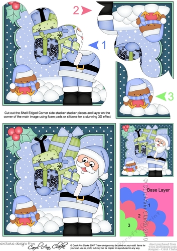 Christmas Santa has lots of presents Shell Edged Corner Side Stacker