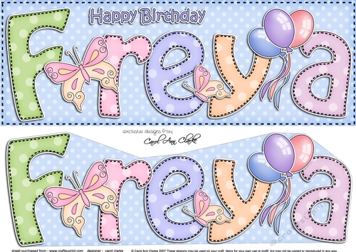 Large DL Birthday FREYA Butterflies & Balloons 3D decoupage
