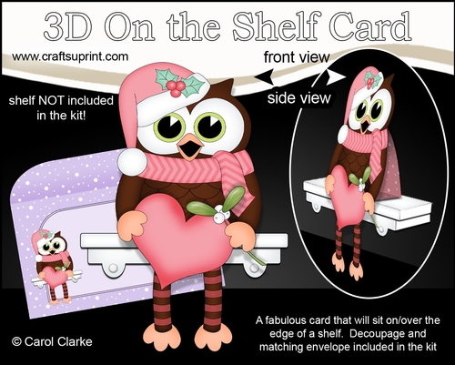 3D On the Shelf Card Kit - Christmas Little Hoot Owl has a Heart