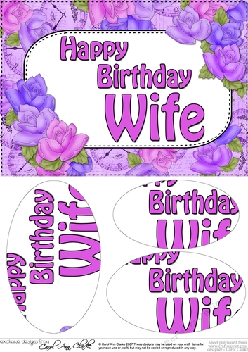 A5 Birthday WIFE Time for Roses Oval Pyramage Topper