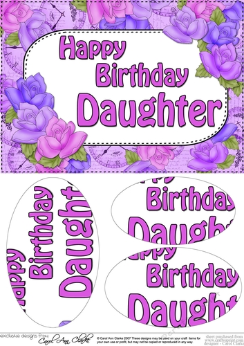 A5 Birthday DAUGHTER Time for Roses Oval Pyramage Topper