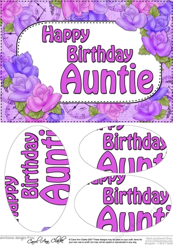 A5 Birthday AUNTIE Time for Roses Oval Pyramage Topper