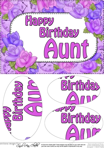 A5 Birthday AUNT Time for Roses Oval Pyramage Topper