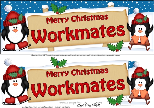 large DL Christmas WORKMATES Penguins Signpost with Easicut 3d decoupage