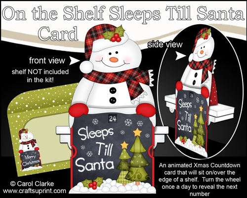 On the Shelf Sleeps Till Santa Card Kit - Cute Christmas Snowman Mack