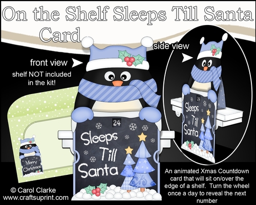 On the Shelf Sleeps Till Santa Card Kit - Cute Little Christmas Pip Penguin