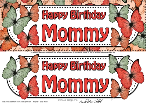 Large DL Birthday MOMMY Butterflies 3D decoupage