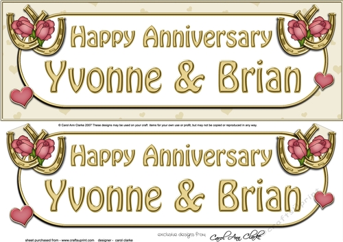 Large DL Happy Anniversary YVONNE & BRIAN 3D decoupage