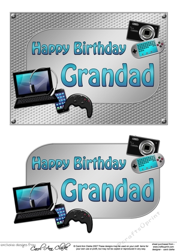 5x7 Birthday GRANDAD Gadgets n Gizmos 3D Decoupage