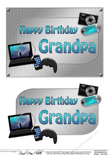 5x7 Birthday GRANDPA Gadgets n Gizmos 3D Decoupage