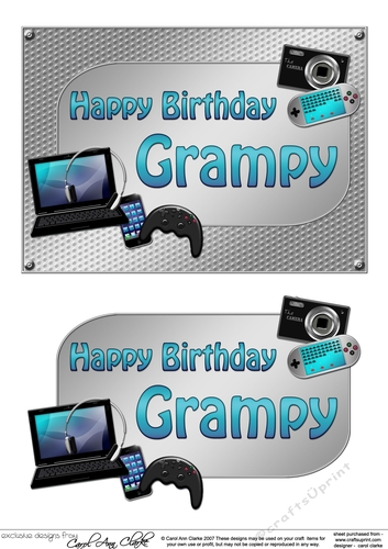 5x7 Birthday GRAMPY Gadgets n Gizmos 3D Decoupage