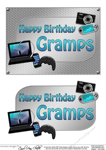 5x7 Birthday GRAMPS Gadgets n Gizmos 3D Decoupage