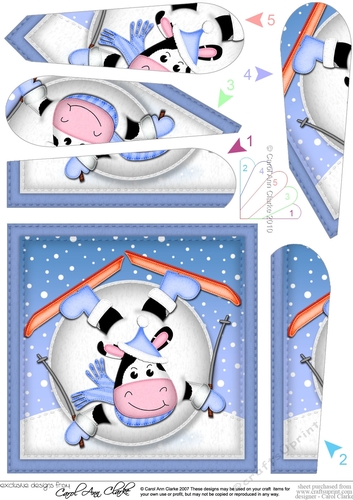 Xmas Oops Milly Moo Cow meets a Snowball Fan Pyramage Topper