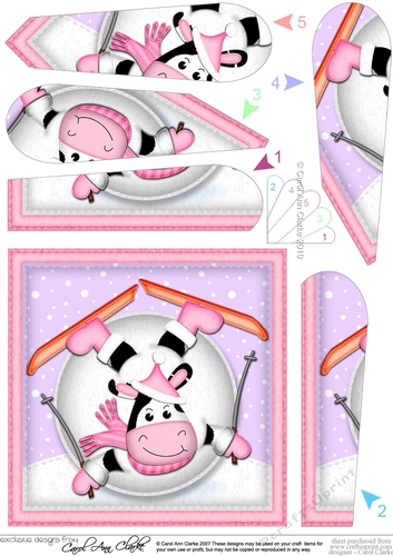Xmas Oops Milly Moo Cow meets a Snowball Fan Pyramage Topper