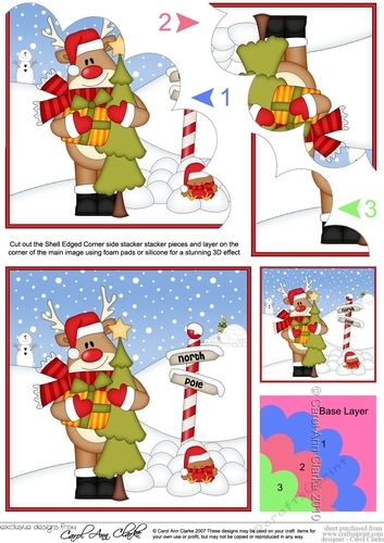 Christmas Rudolph has a Christmas Tree Shell Edged Stacker