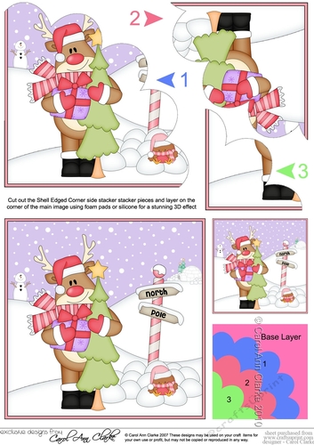 Christmas Rudolph has a Christmas Tree Shell Edged Stacker