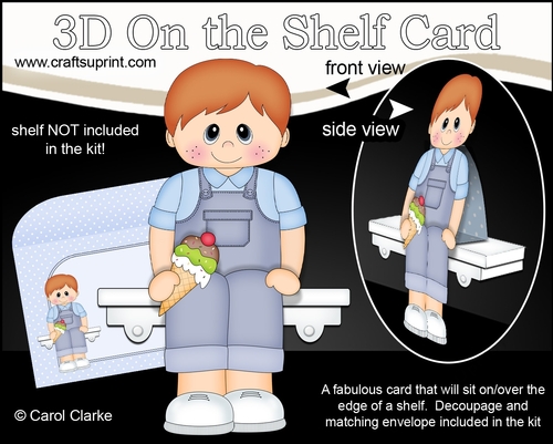 3D On the Shelf Card Kit - Cute Little Toddler Ollie enjoys an ice cream