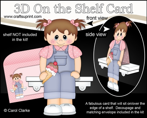 3D On the Shelf Card Kit - Cute Little Toddler Robena enjoys an ice cream