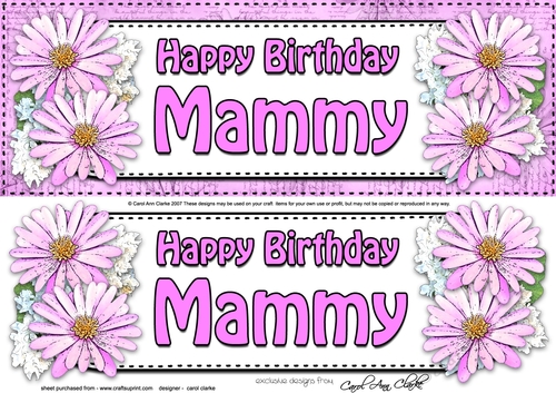 Large DL Birthday MAMMY Daisies Floral 3D decoupage