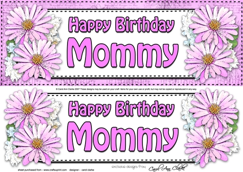 Large DL Birthday MOMMY Daisies Floral 3D decoupage