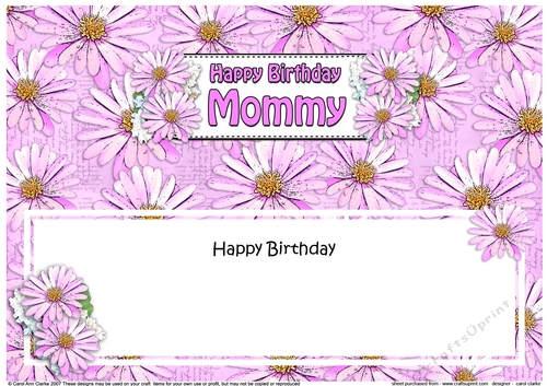 Large DL Birthday MOMMY Daisies Floral matching insert