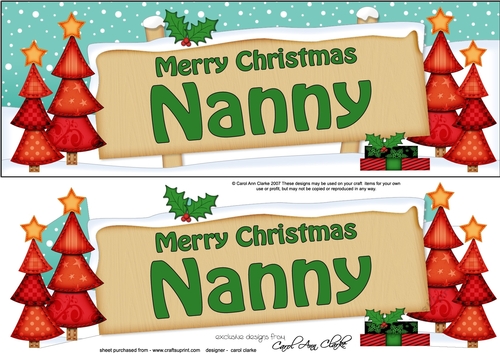 Large DL Christmas Trees NANNY Signpost 3D Decoupage