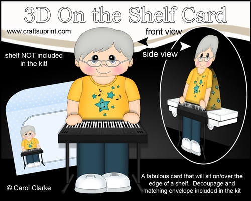 3D On the Shelf Card Kit - Keyboard Player Old Man Eddy